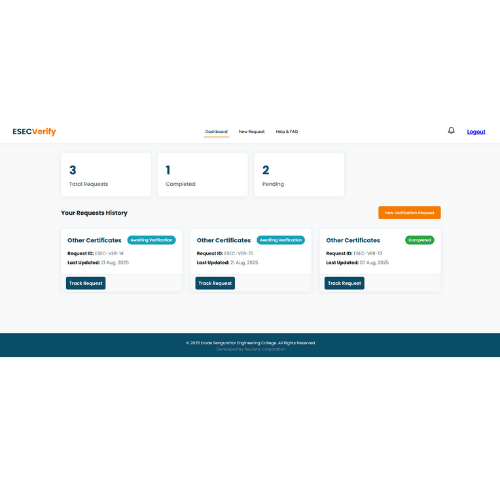 User Dashboard Mission Control - VeriTrust